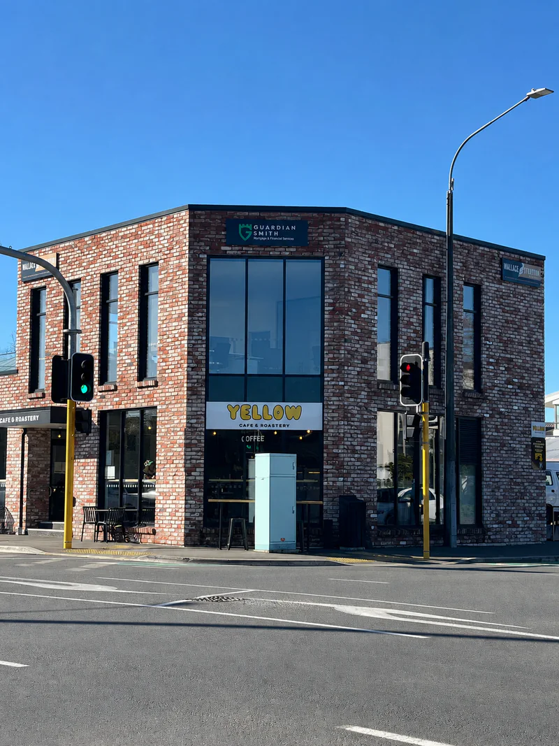 Yellow Cafe and Roastery on the corner of Cranford Street